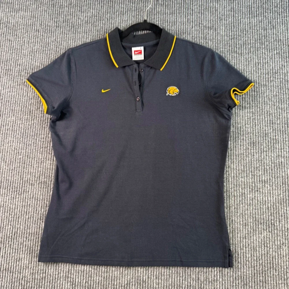 Nike University of Southern MS USM Polo Shirt Womens L Black‎ Golden Eagles